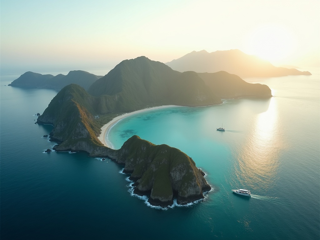 Padar Island three-bay viewpoint in early morning light, Komodo National Park